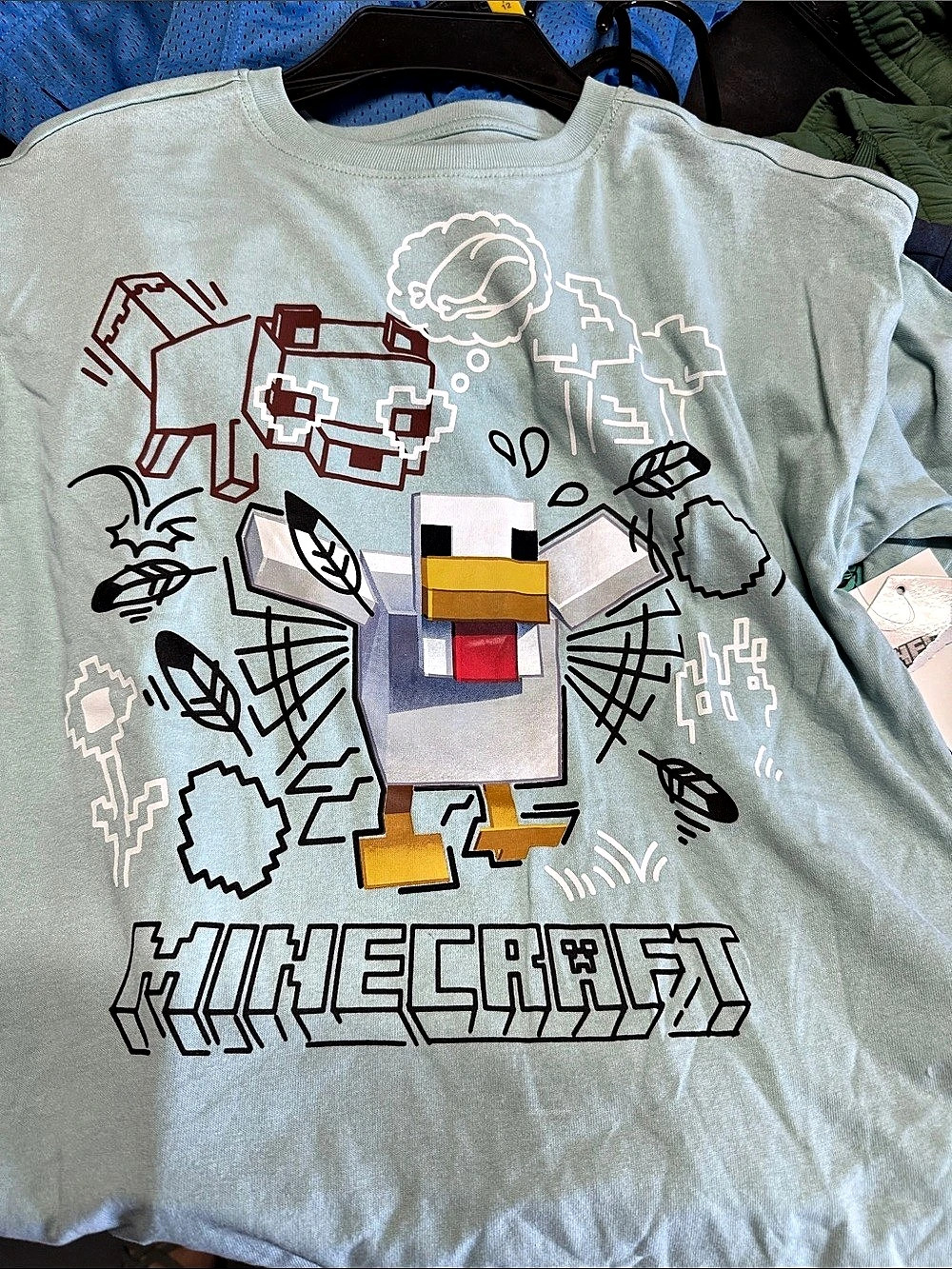 Minecraft Chicken Jockey Graphic Tee Green